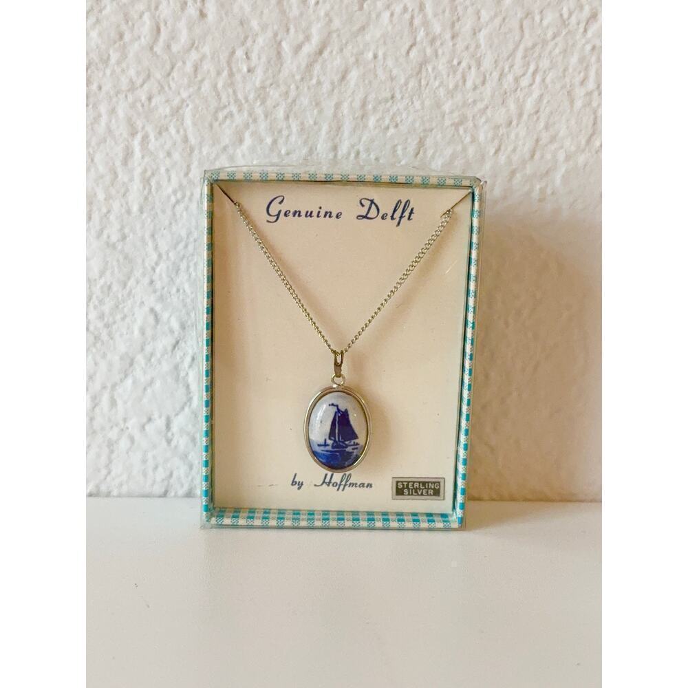 B10 Hoffman Genuine Delft Sterling Silver Necklace Nautical Swiftie‎ Cottagecore - Picture 6 of 8